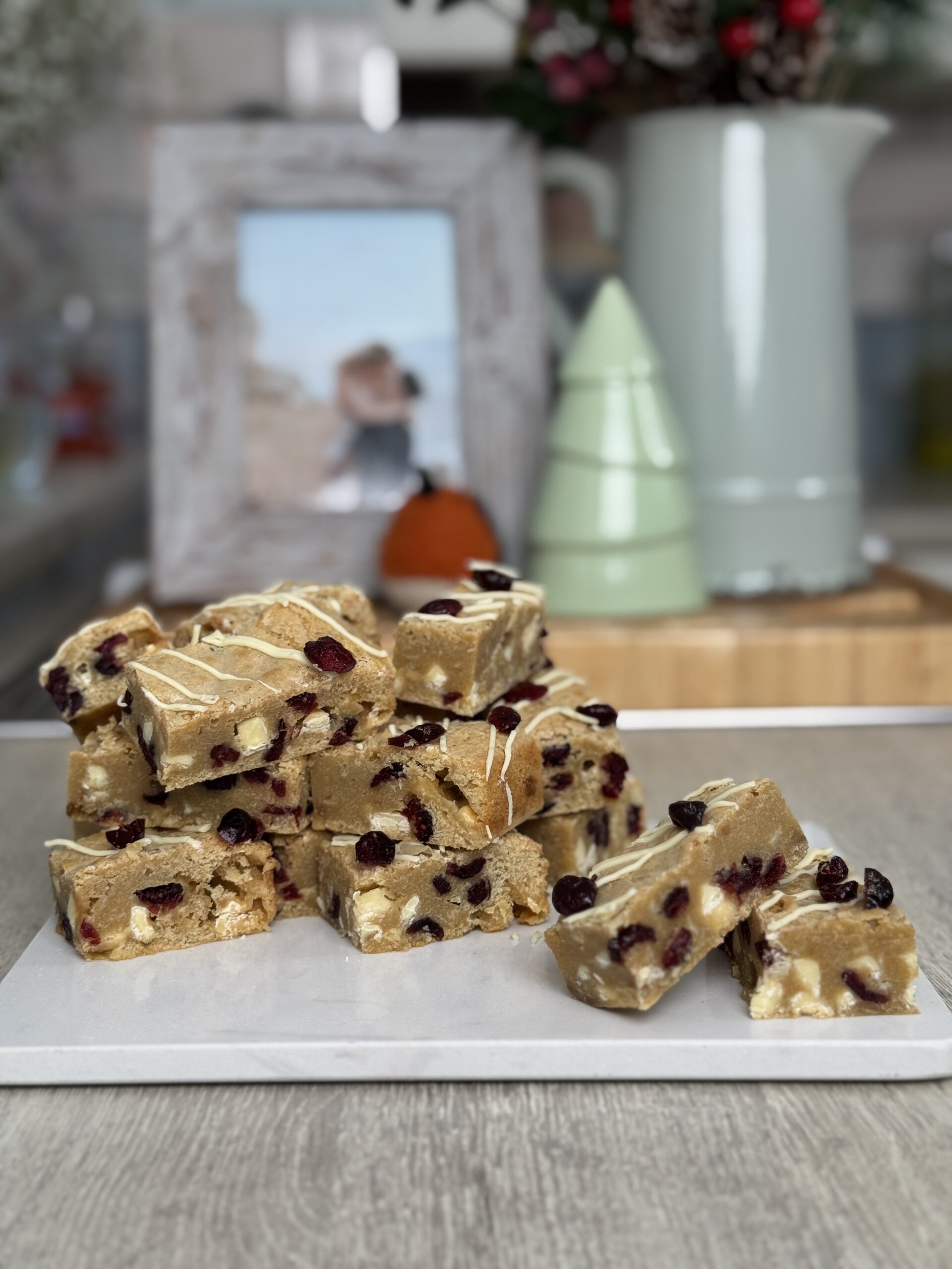 White Chocolate and Cranberry Blondies